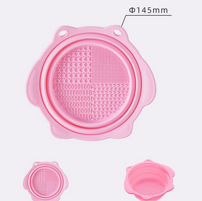 Multi-functional Silicone Makeup Brush Cleaning Folding Bowl Sponge Puff Beauty Tool Makeup Brush  Washing Scrubber Pad Soft Mat Scrubber Box