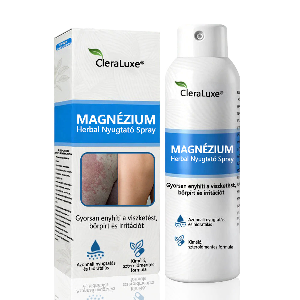 CleraNature® Magnéziumos Spray – Gyors Enyhülés Viszkető, Vörös és Érzékeny Bőrre (Még Intim Területeken is)✨