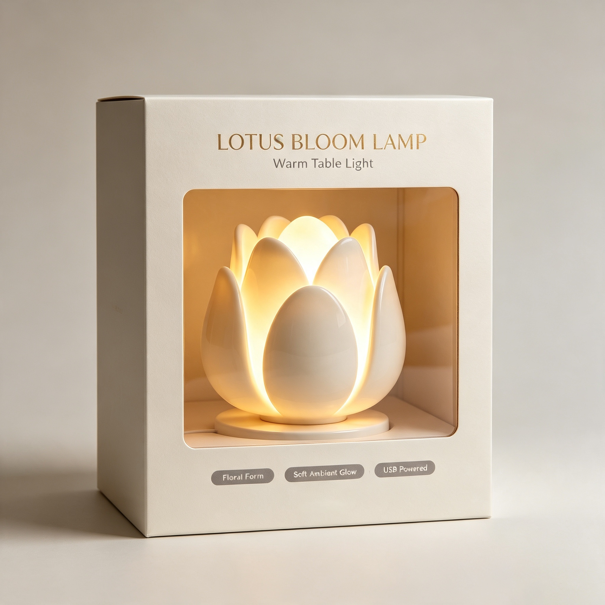 Cream Ceramic Lotus Bud Table Lamp