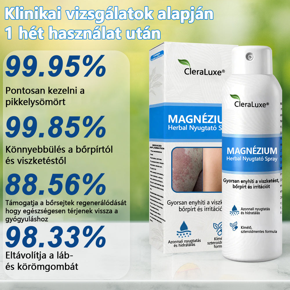 CleraNature® Magnéziumos Spray – Gyors Enyhülés Viszkető, Vörös és Érzékeny Bőrre (Még Intim Területeken is)✨
